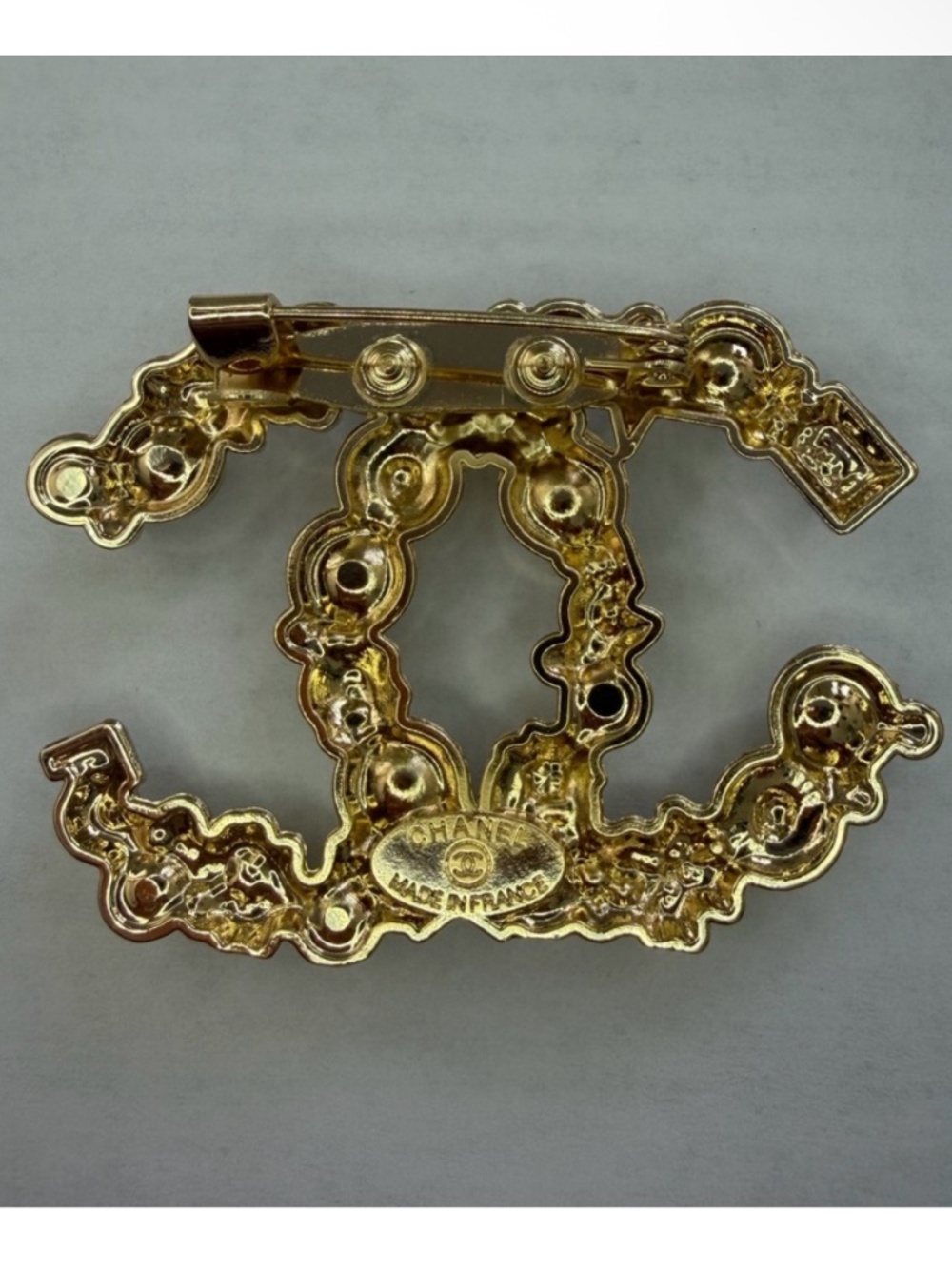 Chanel Gold Classic Pearl Crystal Cc Logo Pin Brooch - Picture 2 of 7